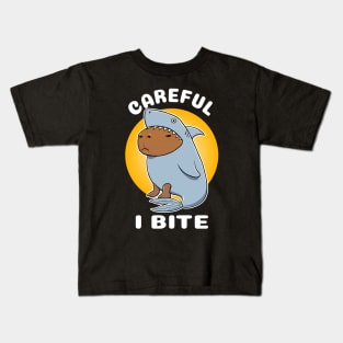 Careful I bite Capybara Shark Costume Kids T-Shirt